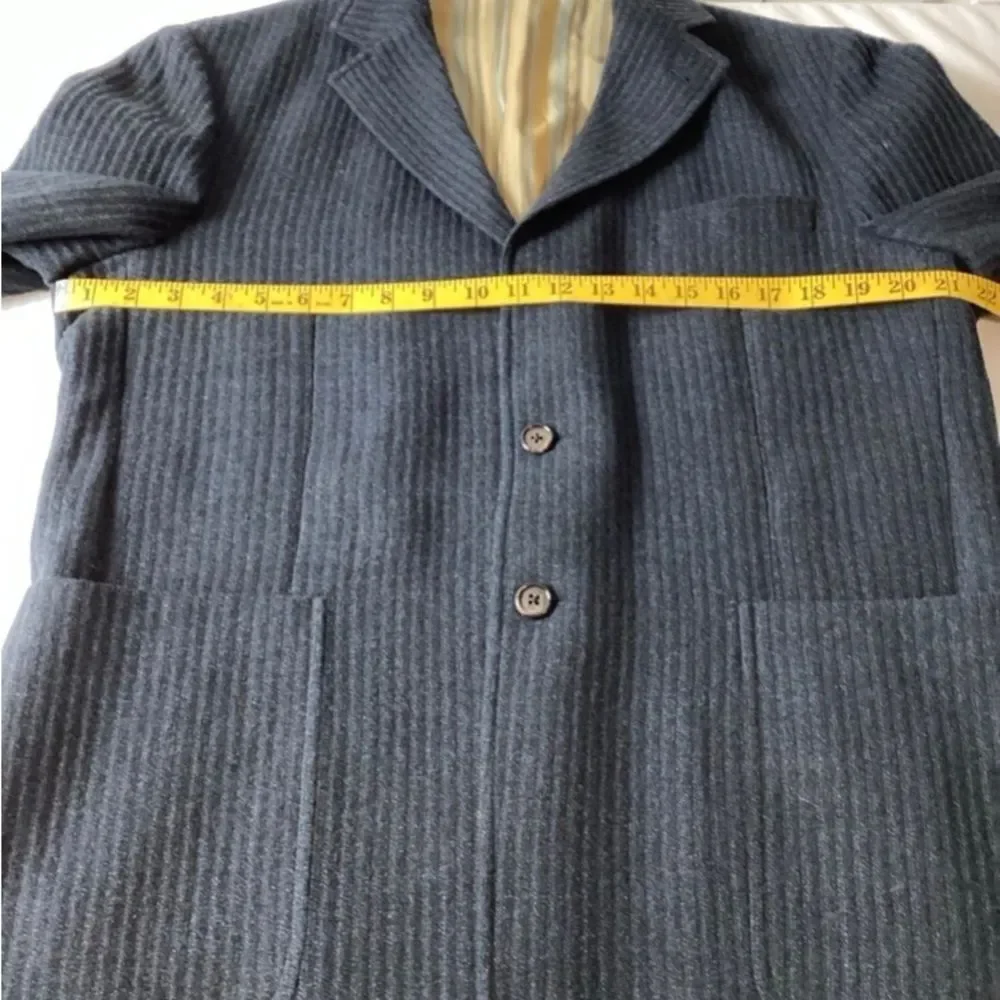 Kroon Sports Coat Jacket Men’s Color Blue Size 40R Black Stripes Three button - Picture 7 of 12
